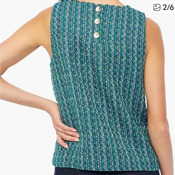 J. Crew Factory women’s fully lined Tweed button-back shell blouse office NWT - Picture 2 of 9